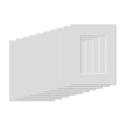 AlphaUVplus - 10 Stück - Passepartouts in Museumsqualität - 1,4mm stark - Licht Grau/Hell Grau - Außengröße: 30x40cm / für Foto: DIN A4 Cover
