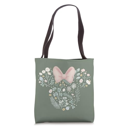 Disney Minnie Mouse Icon Spring Flowers Sage Green Tote Bag 16 inches