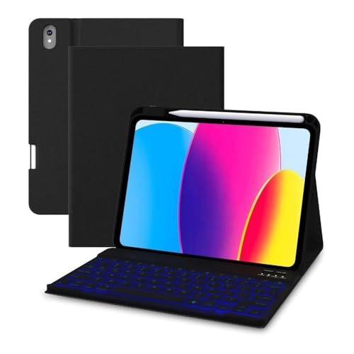 Clavier rétroéclairé détachable et étui de protection cuir iPad Air5 10.9