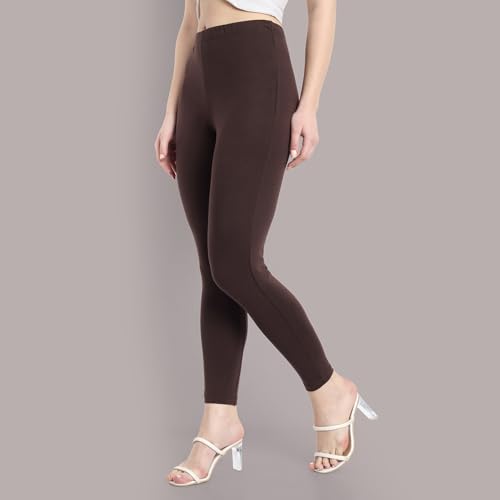 Image of ONE SKY Women Ankle Length Leggings | Premium Cotton Modal Spandex Blend | High Waist Stretchable & Bio-Washed Fabric | Colour-Lock | Ethnic Leggings for Women