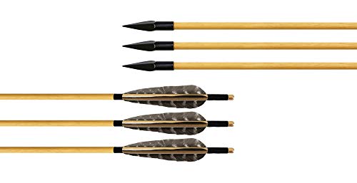 ARCHERY SHARLY Archery Wooden Arrows 5" Natural Turkey Feather Fletching for Recurve & Long Bow Target Hunting (6 Packs) - Thumbnail 3