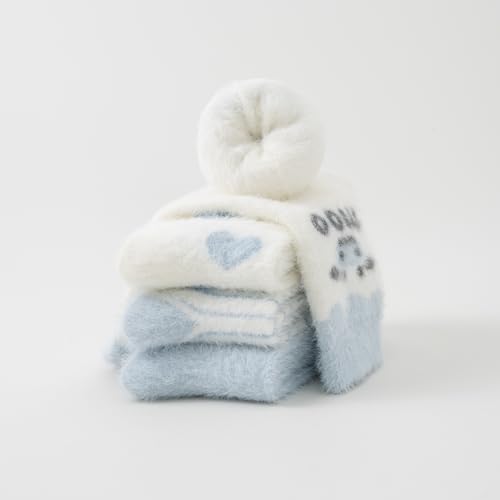 Image of Women Fuzzy socks Winter Fluffy Warm 4-Pairs Cozy Comfy Home Sleeping Socks
