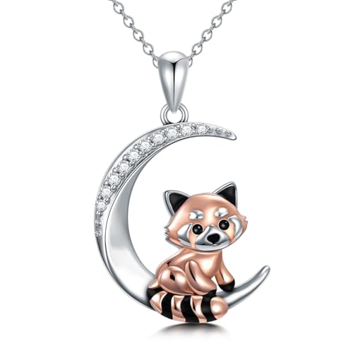 Image of PROESS Animal Birthstone Necklace 925 Sterling Silver Otter /Axolotl /Hippo /Elephant /Dachshund /Monkey /Red Panda Pendant Necklace Animal Birthstone Jewelry Gifts for Women