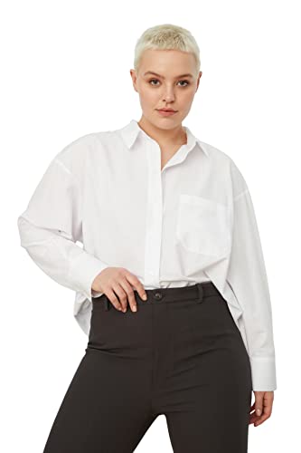 Damen Gerade Lange ärmel Regulär Plus-Size-Shirt Camicia bianco 48 Donna