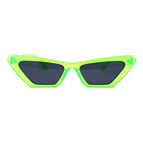 Womens Neon Pop Color 80s Squared Cat Eye Sunglasses Green Black