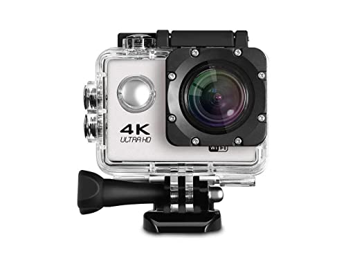 Drumstone {10 Years Warranty) 2023 New Launch 4K 30fps Action Camera with 170 Degree Wide Angle, 16 MP Image Resolution CMOS Sensor, WiFi, 30M Water Resistant for Youtuber/Bike Rider's/Helmet-Silver