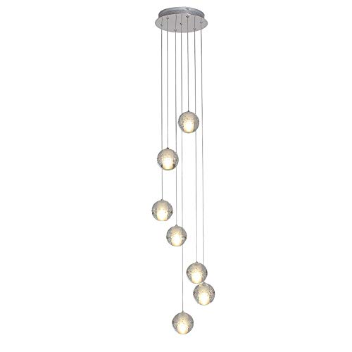 Suspension moderne 7 têtes en cristal blanc froid G4 21W