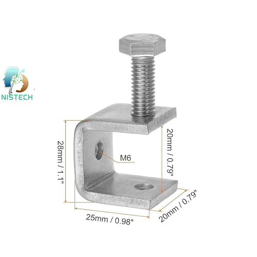 Image of NISTECH Mini Desk Clamp Stainless Steel C Clamps (Pack of 2) Mini 0.79 inch Wide Jaw Opening Small Metal U Clamp for Woodworking Welding Building Household Mounting- 2pc.