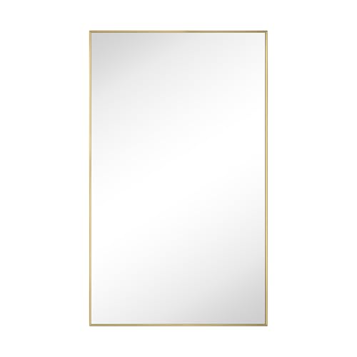 Image of TEHOME Gold Bathroom Vanity Mirror with Squared Corners, 24x40'' Brushed Brass Rectangle Stainless Steel Metal Framed Mirror for Bathroom