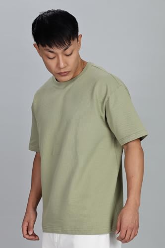 Image of FYLTR Men's Casual Textured Round Neck T-Shirt - Oversize Fit | Stretch Cotton Fabric | Half Sleeves | Soft & Stretchable | Oversized T-Shirts for Men | Loose Fit T-Shirts for Men