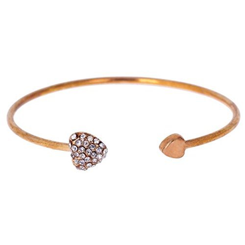 Golden Crystal Stud Double Heart Open Bangle Cuff Kada Bracelet for Women (B078LB1NVQ) Amazon Price History, Amazon Price Tracker