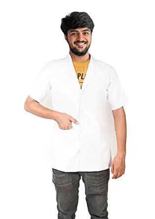 Shivangi - House Of Commercial Clothing White Cotton Half Sleeve Lab Coat or Apron For Men and Women (Size:- 42 - XL)