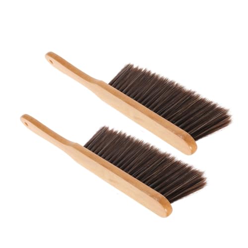 Ciieeo Wooden Dust Brush Set 4 Rows of Fine Silk Non-Slip Handle for Bed and Household Cleaning