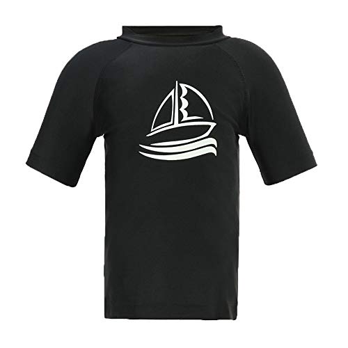LACOFIA Camiseta de baño de Manga Corta para niños Traje de baño niño con protección Solar UPF 50 + Secado rapido Estampado Negro 11-12 años