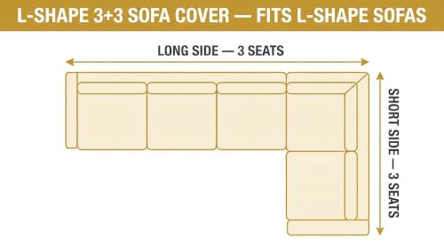 Image of KINGLY L-Shape Sofa Cover 6 Seater 3+3 Velvet Full Cover - Italian Mousse | Fully covered quilted velvet slipcover, washable anti-slip furniture protector, L-type corner sofa cover for living room