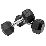 Construidas con los más altos estándares de calidad, cada mancuerna hexagonal recubierta de goma cuenta con un núcleo de hierro fundido de metal sólido para una distribución uniforme del peso. Ideal para uso doméstico y comercial
