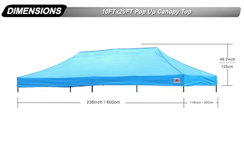 Image of ABCCANOPY Replacement Canopy Top for Pop Up Canopy Tent 10x20 Sky Blue