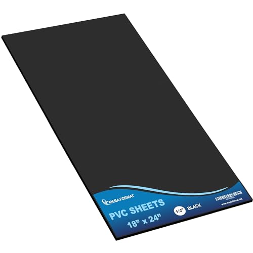 Image of Mega Format Expanded PVC Plastic Sheets - 18 inch X 24 inch Black Rigid Sheet for Crafts, Signage, & Displays - Sintra, Celtec PVC Board - Waterproof for Outdoors Use - 1 /4 inch 6mm Thick - 1-Pack-Black