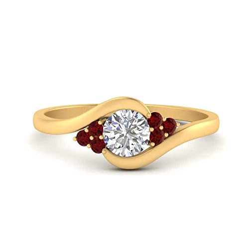 Image of 55Carat 18K Yellow Gold Plated Simulated Diamond Amethyst Round Cut Swirl Cluster Engagement Ring for Women, Wedding Anniversary Promise Fashion Jewelry Gifts, US Size 4-12.