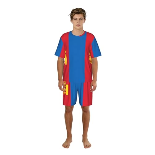Pyjama homme élégant à offrir imprimé drapeau mongol vêtement de détente chic