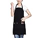 Sidiou Group Bawełniany płócienny fartuch gotowanie kuchnia wodoodporny regulowany fartuch szefa kuchni z kieszeniami do domu restauracji rzemiosło ogród grill szkoła kawiarnia fartuchy dla mężczyzn kobiet, Trzy klamry czarne, Rozmiar uniwersalny