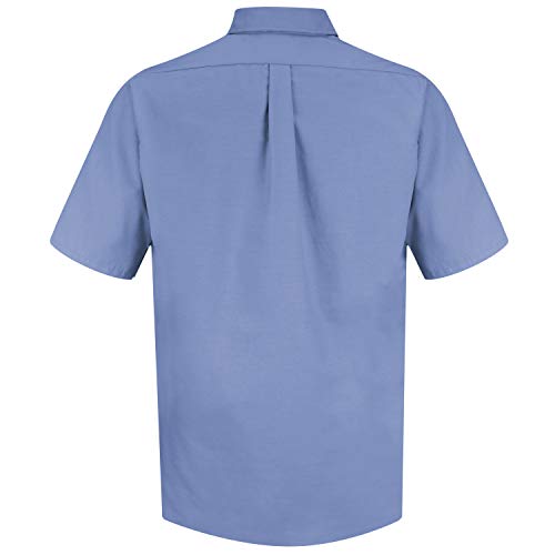 Red Kap Camisa social masculina padrão de popelina, resistente a manchas e rugas, manga curta, azul