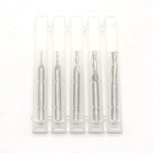 Temo 5 Pc Carbide Downcut Inlay Router Bits Set: 1/8 Inch, 3/32 Inch, 1/16 Inch, 3/64 Inch, And 1/32 Inch #TOP2