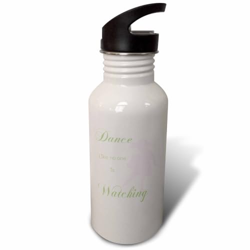 3dRose Dance Like No One is Watching Ballerina in Pink-Green Lettering-Sports Water Bottle, 21oz , 21 oz, Multicolor