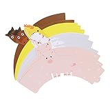 FOYTOKI 24個動物デザイン紙製ケーキラッパー パーティー用 カップケーキ クッキー フルーツ デコレーション用 家用テーブル装飾