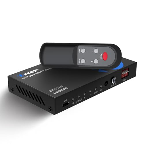 Image of OREI 8K 2x1 HDMI 2.1 Switch - 8K@60Hz /4K@120Hz HDR10+ /Dolby Vision Pass‑Through, HDCP 2.3, Optical Audio Extractor and RCA L /R, Infrared Remote Control, Metal Housing - HDMI Switch