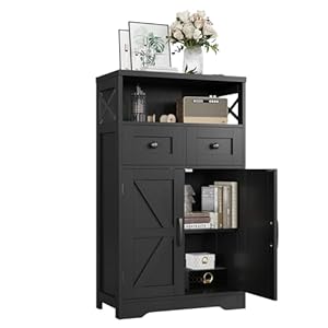 Black storage cabinet with drawers and shelves freestanding black kitchen pantry storage cabinet floor storage cabinet hutch cupboard black for diningliving roomhome office  urban country home decor