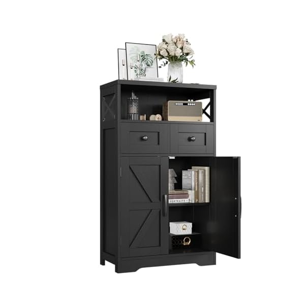Black storage cabinet with drawers and shelves freestanding black kitchen pantry storage cabinet floor storage cabinet hutch cupboard black for diningliving roomhome office  urban country home decor
