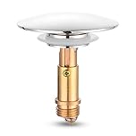 Pop Up Click Clack Sprung Plug Stopper,Bathroom Basin Sink Drain Plug Stopper,Waste Push Button Brass Slotted Plug for Washbasin Bathroom 1pcs
