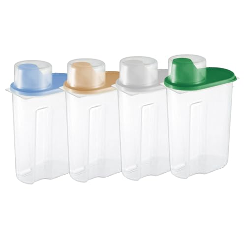 Contenedores herméticos de almacenamiento para despensa, paquete de 4 cajas herméticas transparentes, diseño de tapa de bloqueo fuerte, organizador de cocina apilable, contenedor de almacenamiento de
