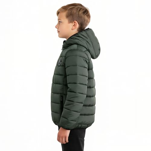 Sunny Sprout Jungenjacke mit Kapuze - Leichte Übergangsjacke für Herbst mit winddichten Ärmeln Grün 128