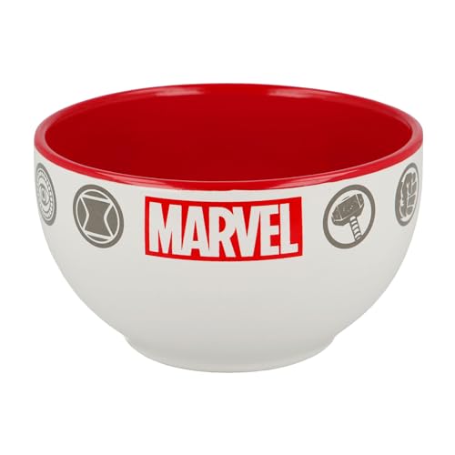 Elbenwald Marvel Petit déjeuner - Bol à céréales avec icônes Spider-Man Iron Man Hulk Thor...