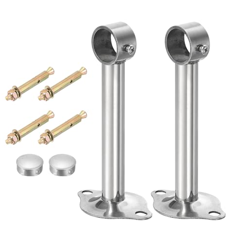 QUARKZMAN 3 Set Supporto Asta Tenda a Soffitto, Adatto a Tubo da 25mm/0.98 Lunghezza 150mm/5.91 Ganci Asta Tenda in Acciaio Inossidabile per Pareti Armadio Tubo Asta Tenda, Argento
