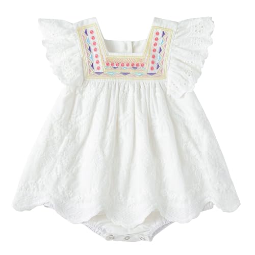 Image of Simplee kids Baby Girl Dress Toddler Floral Dress Ruffled Sleeves Summer Sundress for Spring Summer Smocked Dress 3M-2T