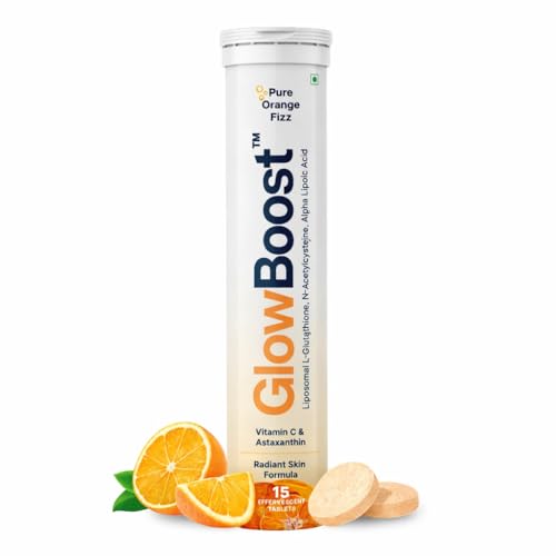 Image of GlowBoost Liposomal L-Glutathione 600mg Effervescent Tablets | With NAC, Astaxanthin & Vitamin C | 4-in-1 Skin Glow Formula | Reduces Tanning, Dark Spots & Dullness | Skin Radiance for Men & Women | 15 Effervescent Tablets (Pack of 1)