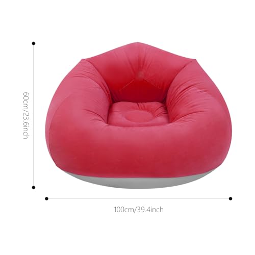 Image of 6 Pcs Inflatable Bean Bag Chairs with Foot Air Pump Outdoor Blow up Couch Folding Portable Inflatable Couch for Camping Movie Night, Lazy Sofa Chair (Red X 6)