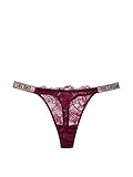 Spitzen-Tanga mit neuen Glanzriemen mit Kristallverzierungen.