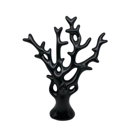 Image of NOSCOMP Black Money Tree Ceramic Decor - 30cm Tall Feng Shui Wealth Tree for Home & Office - Elegant Ceramic Lucky Tree Ornament, Ideal for Living Room, Desk, or Gift