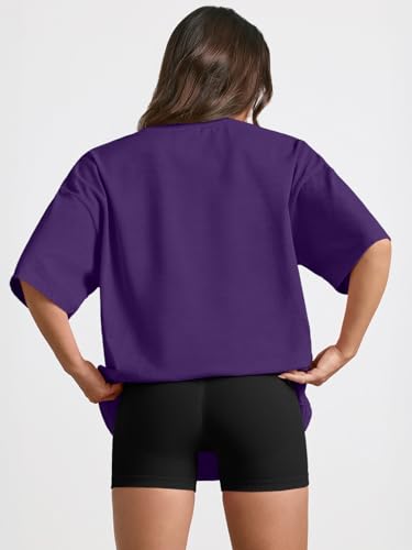 Image of Trendy Queen Womens Oversized T-Shirts Short Sleeves Workout Tops | Casual Summer Gym Tees Plus Size Fashion Clothes 2026