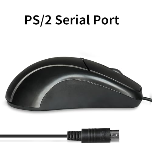 Image of Wired PS /2 Optical Mouse - 1000 DPI Resolution, 3 Buttons, 5ft Cable, Compatible with Windows 7 /8 /10 /11, Black