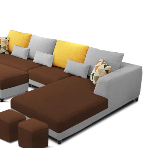 Image of Galib RHS 8 Seater L Shape Sofa Set for Living Room (Brown Grey Fabric) Premium Fabric Sofa