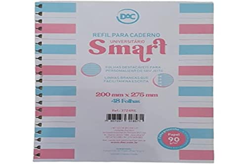 Refil de Folhas Destacáveis Caderno Smart Folhas Coloridas DAC, 3724RE