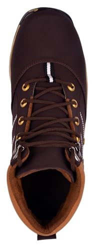 Image of Hiking Boots, Black and Tan, Lace-Up High Ankle, Metal Eyelets, Rugged Outdoor Footwear