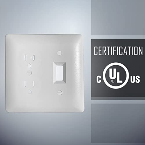 Image of TayMac 2400W 2000 Series Masque 2-Gang Paintable Decorator Duplex Electrical Outlet Cover and Toggle Switch Wall Plate, 2-Pack, White