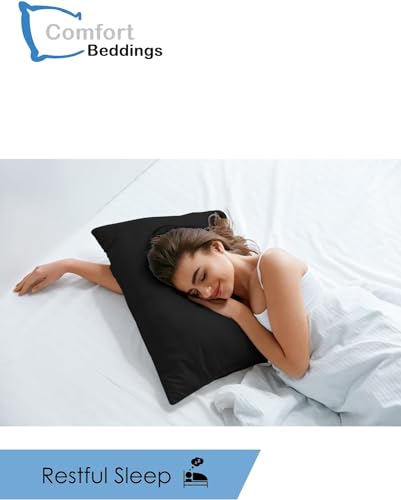 Image of Comfort Beddings Pack of 2 Travel Pillowcases 12x16 Premium 100% Cotton Blend Black Travel Pillow Case Zipper Closure, Super Soft and Cozy Travel Pillow Covers (Size-12x16, Black)