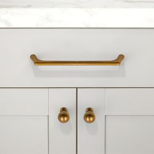 Asimerdeco 10 Pack Antique Brass Cabinet Pulls 6.3 Inch(160mm) Kitchen Cabinet Handles Solid Zinc Alloy Cabinet Hardware Drawer Pulls by Asimerdeco - Image 3